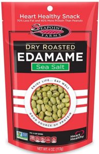 Seapoint Farms, Edamame, Dry Roasted as a high protein, low-carb, healthy snack on Amazon with 14 grams of protein, 8 grams of fiber, and under 200 calories