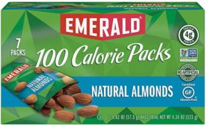 almonds by Emerald in the 100 calorie pack with high protein, low carbs, and gluten free snacks for car trips and travel packs