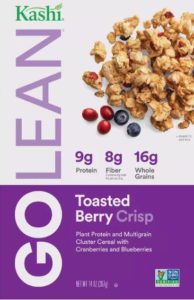 Kashi go Lean Crunch with berries and 9 grams of protein and 8 grams of fiber