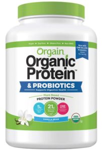 Orgain organic protein powder in vanilla