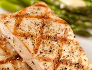 grilled halibut as a healthy fish to eat daily that is high in protein and low in calories