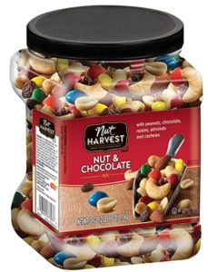 trail mix with nuts, chocolate, and peanuts makes for an unhealthy snack and a bad snack