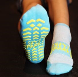 sticky socks for Pure Barre from a trampoline park