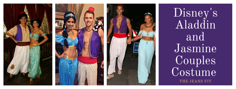Disney's Aladdin and Jasmine couples Halloween costume for fit couples and cute couples costume ideas for fit couples and costume for fit men and fit guys