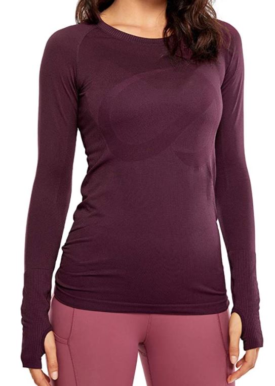 Lululemon Swiftly Tech Long Sleeve 2.0 Shirt Dupe in Raspberry and Dark Purple on Amazon by CRZ YOGA