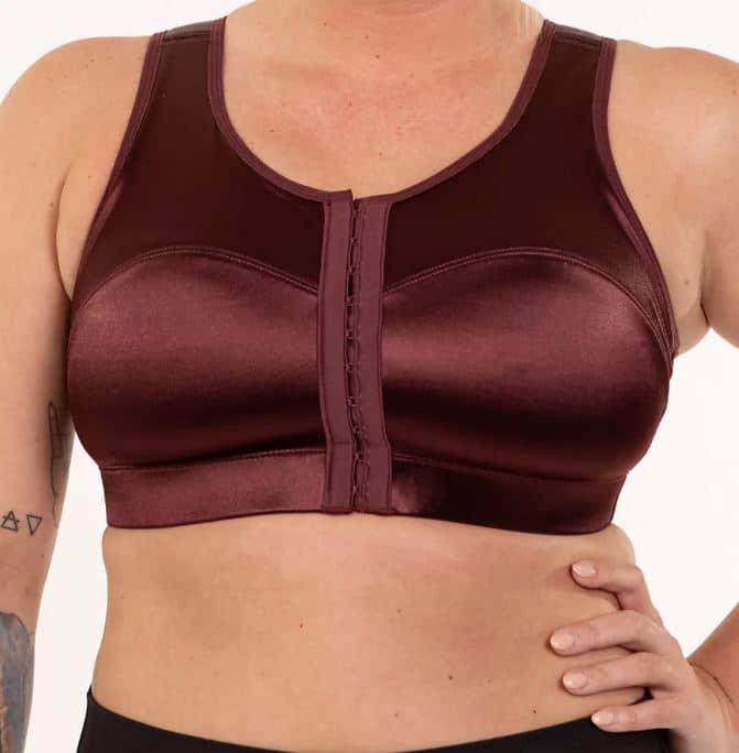 Enell high impact burgundy red sports bra for plus size and big boobs