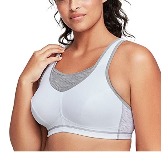 Glamorise Elite Performance sports bra in white for big boobs and large chest