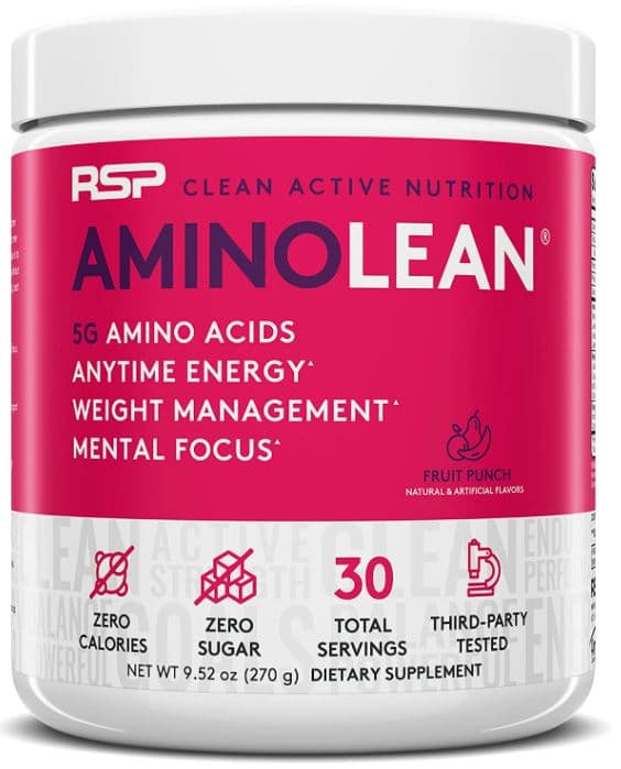 RSP AminoLean - All-in-One Pre Workout, Amino Energy, Weight Management Supplement with Amino Acids, Complete Preworkout Energy for Men & Women, Fruit Punch