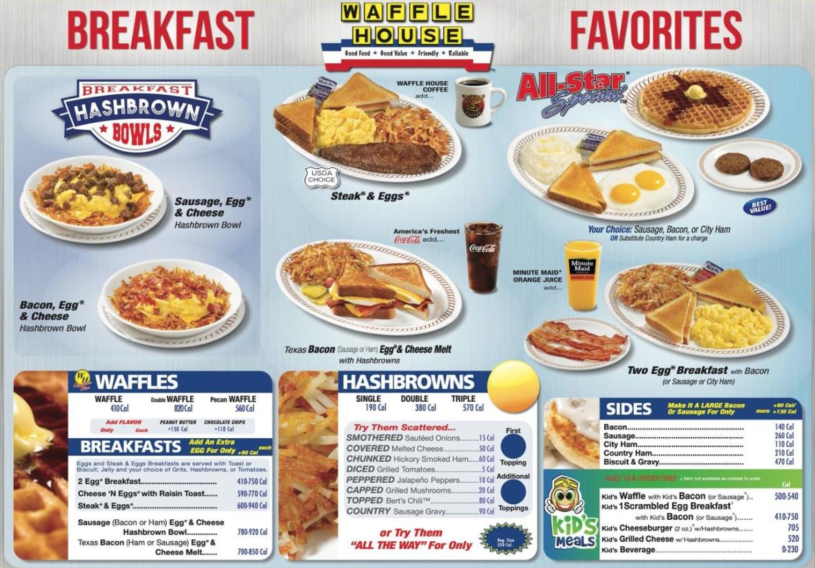 Waffle House Breakfast Menu