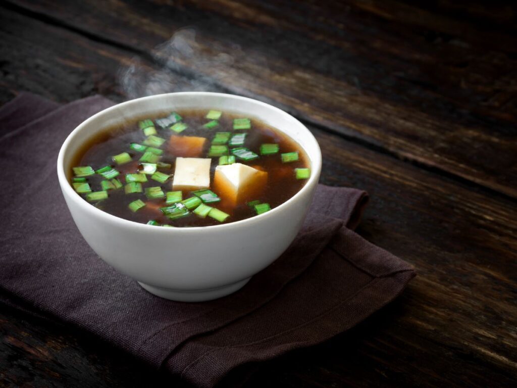 miso soup low calorie appetizer at Japanese restaurant