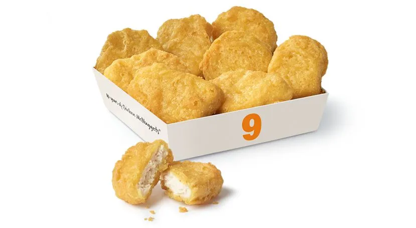 McDonald's UK chicken nuggets with 100% chicken breast, dip, and high protein for a low-calorie, healthy lunch or dinner meal