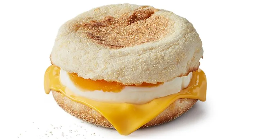 Egg & Cheese McMuffin from McDonald's UK for a healthy, low-calorie breakfast choice with 295 calories, egg, english muffin, and cheese for on-the-go